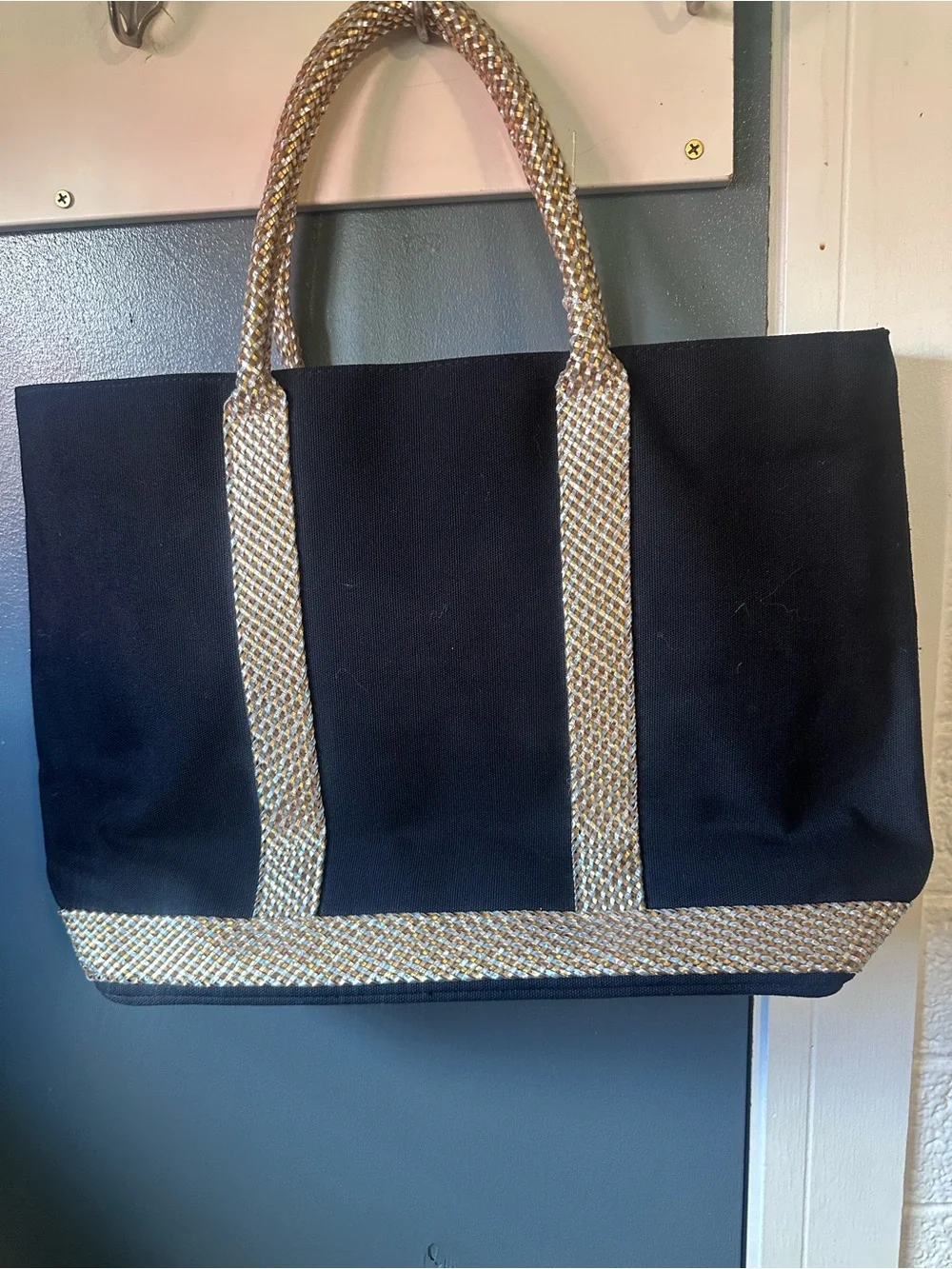 Victoria's Secret Black Tote with Gold-Trim Handles
